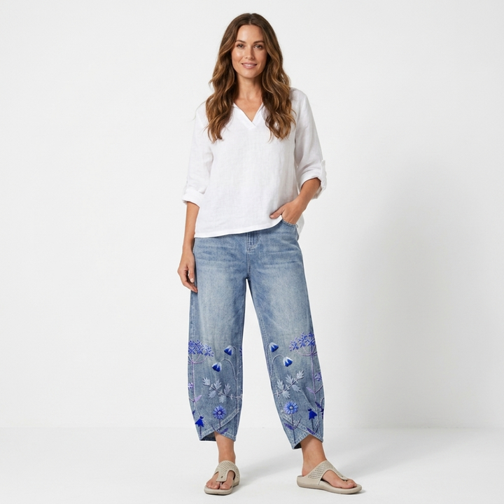Flavia - Pantaloni casual brodați