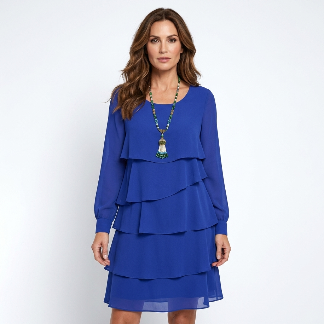Margaret - Rochie elegantă și confortabilă cu volane și mâneci lungi