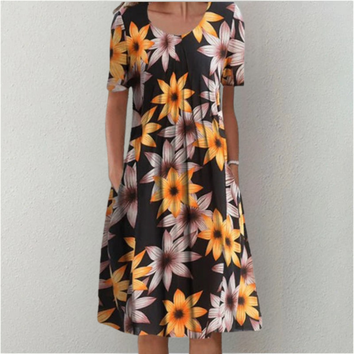 Hailey | Rochie elegantă și casual cu imprimeu floral și buzunare