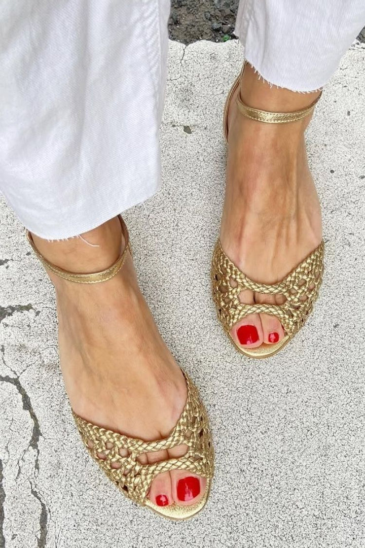 Isadora™ | Sandale Împletite Aurii