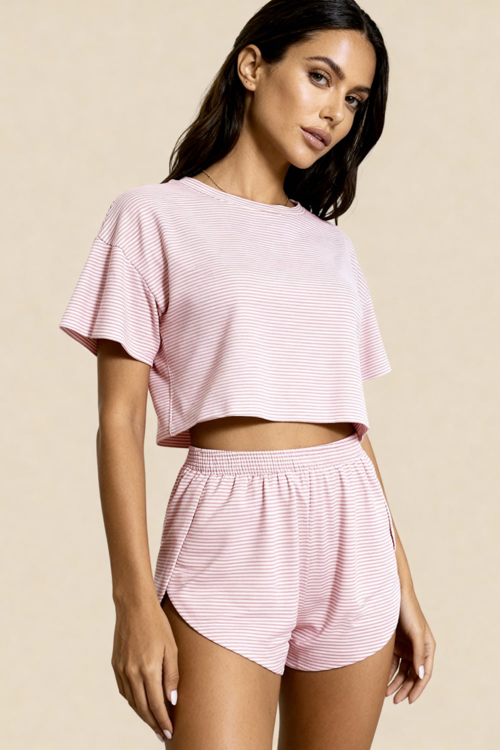 Set scurt cu fante și crop top Carmen Rose