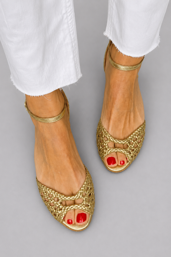 Isadora™ | Sandale Împletite Aurii