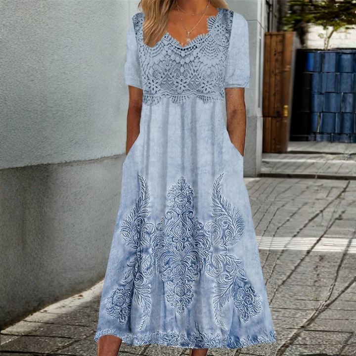 INDIGO | ELEGANT MIDI DRESS WITH FLORAL PRINT