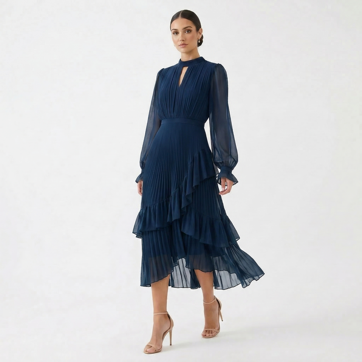Felicia - Rochie cu pliuri și mâneci largi