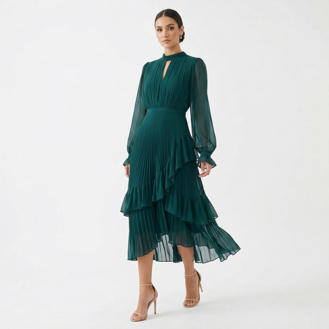 Felicia - Rochie cu pliuri și mâneci largi