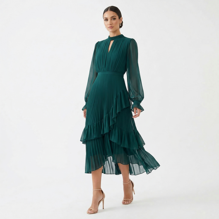 Felicia - Rochie cu pliuri și mâneci largi