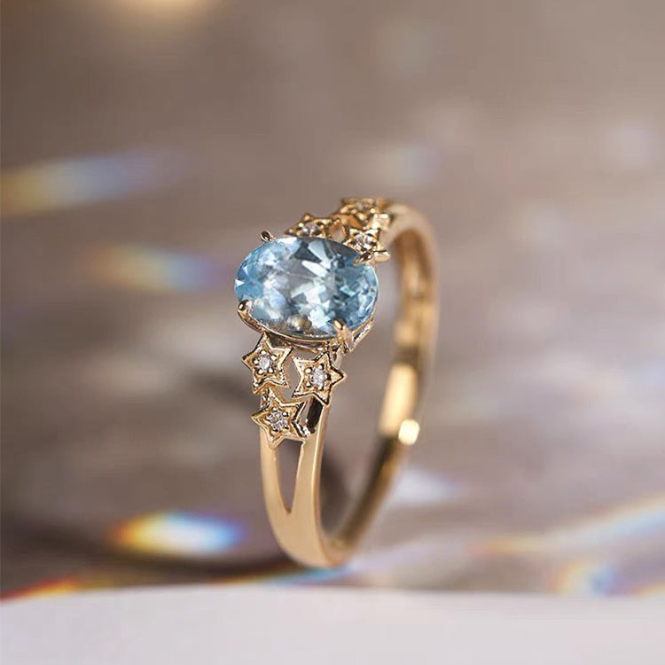Inel exclusiv auriu cu cristal albastru