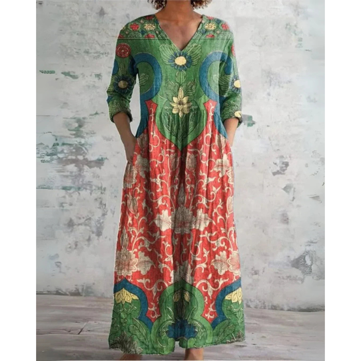 ELEANOR | Rochie Maxi Vintage cu Motive Florale
