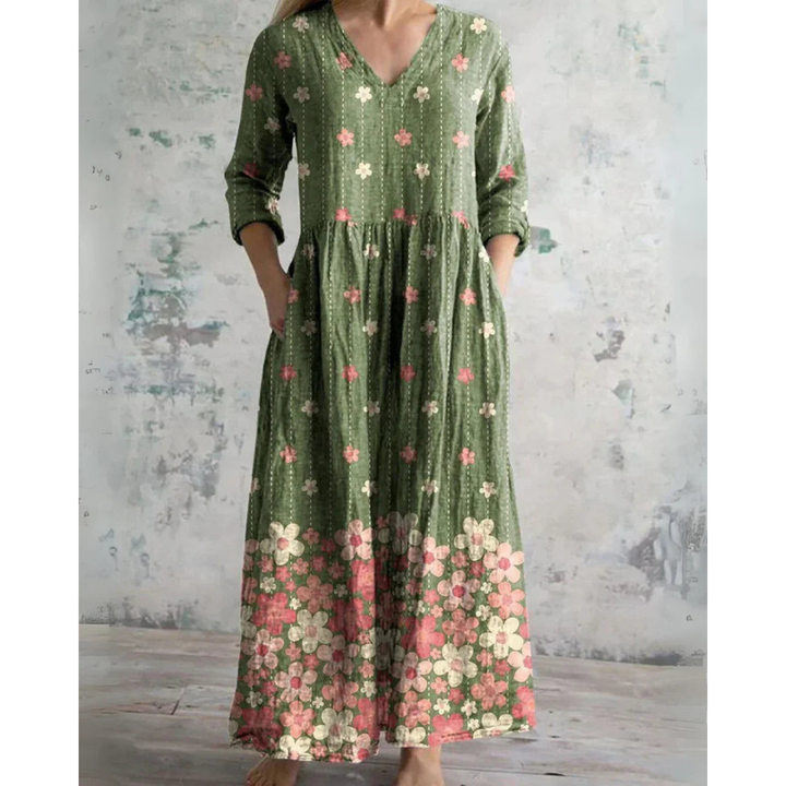 ELEANOR | Rochie Maxi Vintage cu Motive Florale