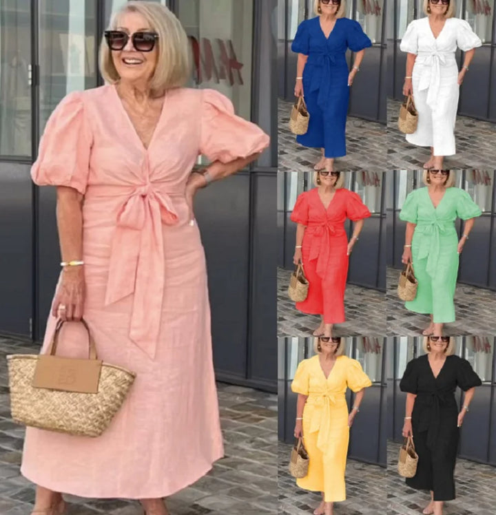 LYNORA | Rochie Midi Elegantă cu Decolteu în V