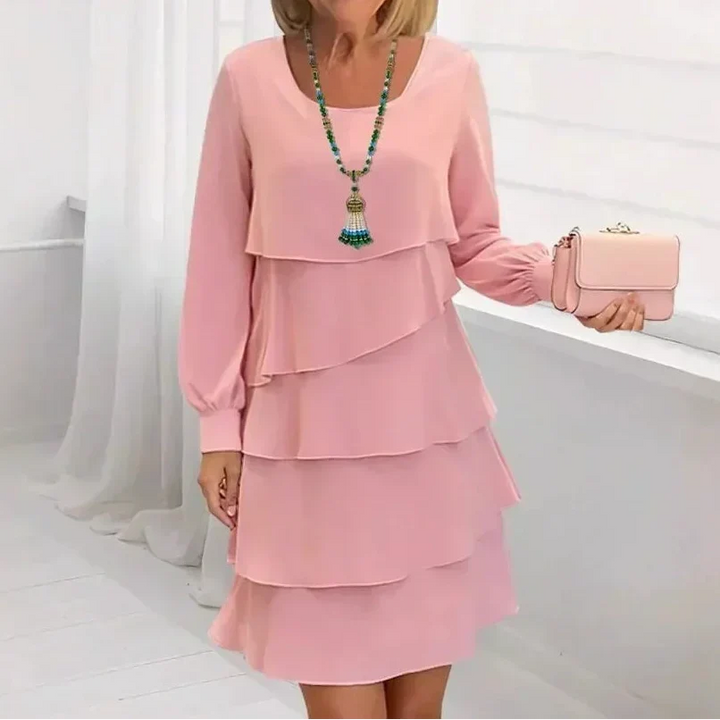 Margaret - Rochie elegantă și confortabilă cu volane și mâneci lungi