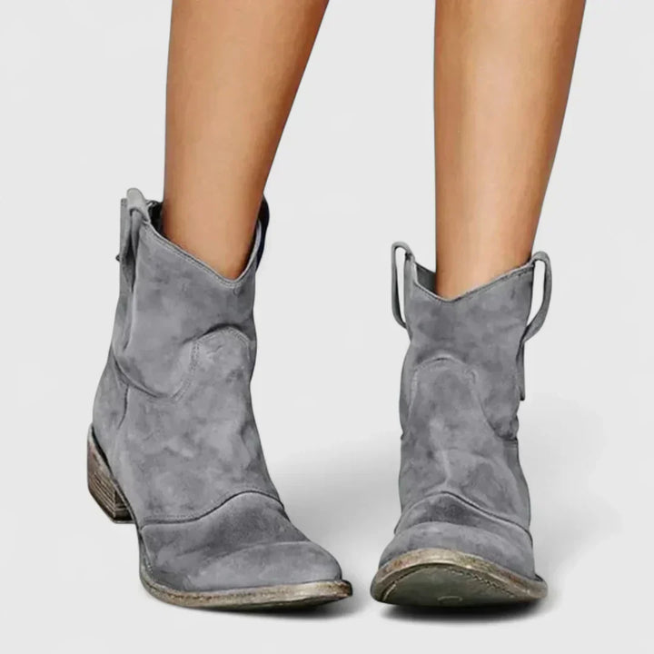 Libertate - Botine stil cowboy în stil retro, până la gleznă, cu un finisaj elegant