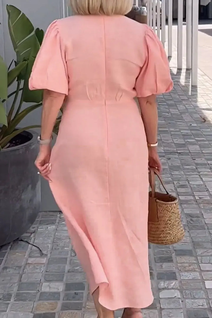 LYNORA | Rochie Midi Elegantă cu Decolteu în V