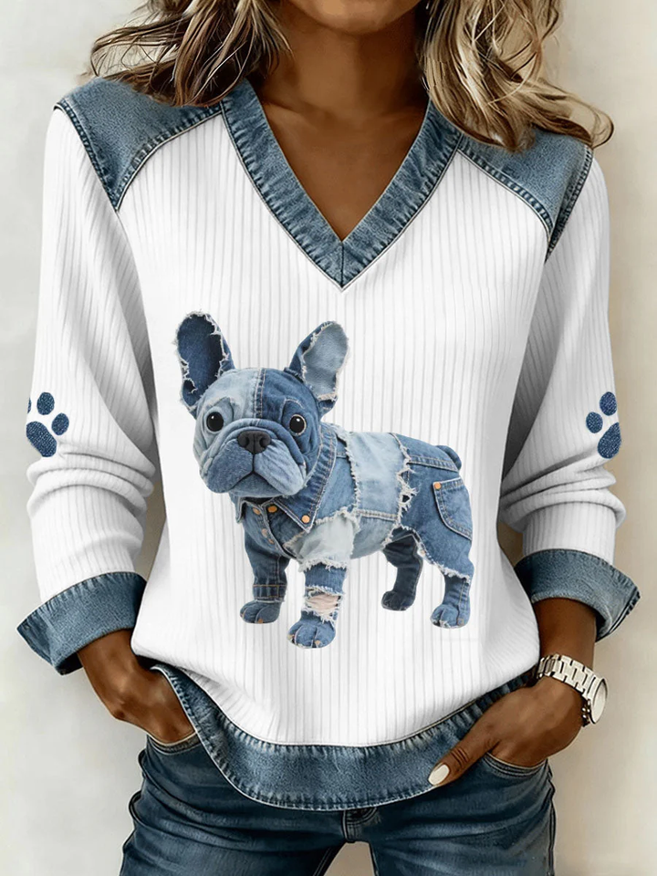 Anca – Pulover Patchwork Cățeluș