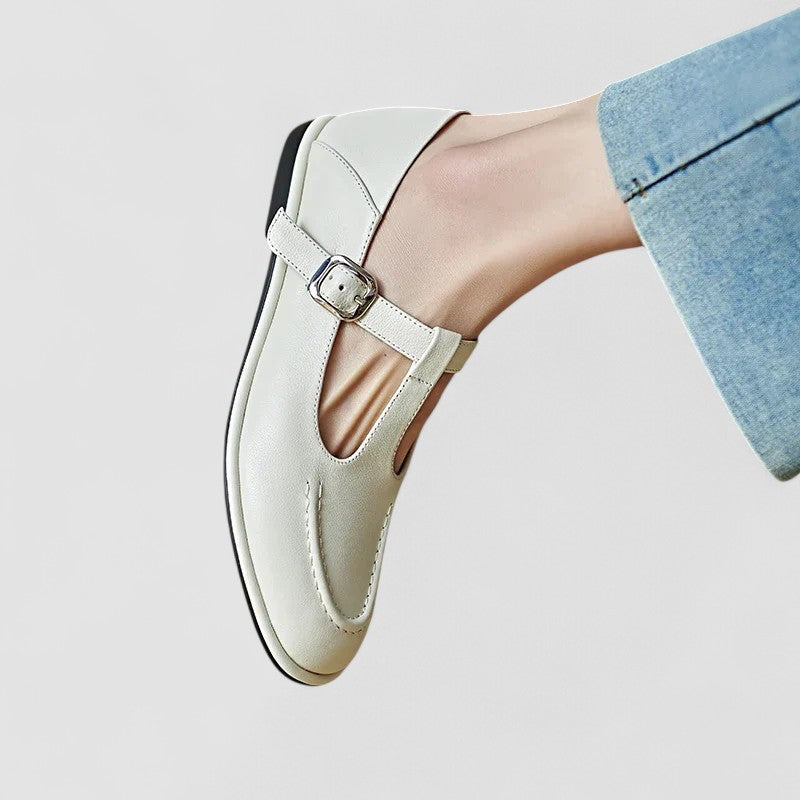 Amélie | Pantofi mary jane cu motive brogue și toc mic
