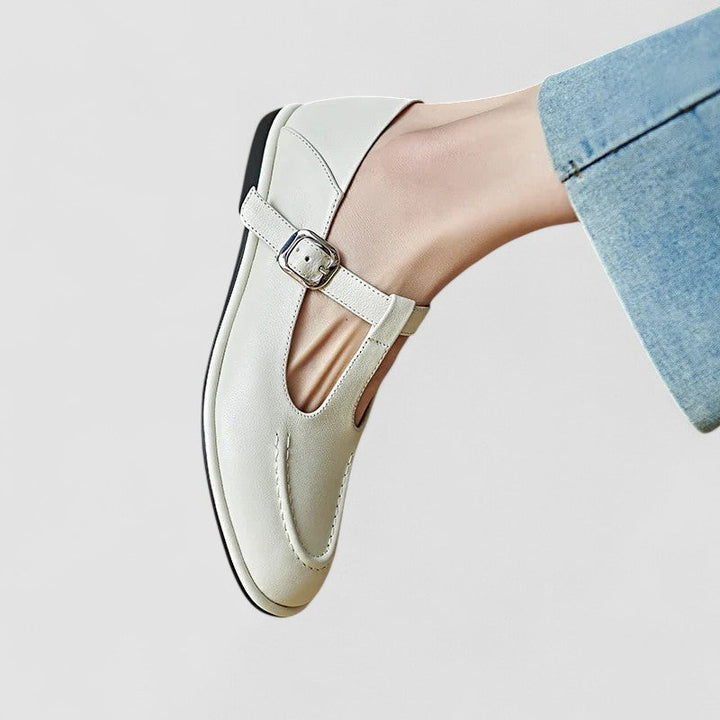 Amélie | Pantofi mary jane cu motive brogue și toc mic