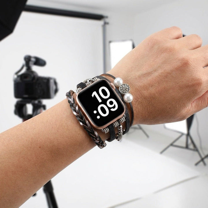 Ténecia - Brățară Apple Watch cu mai multe învârtiri, împletită, cu pandantiv arborele vieții