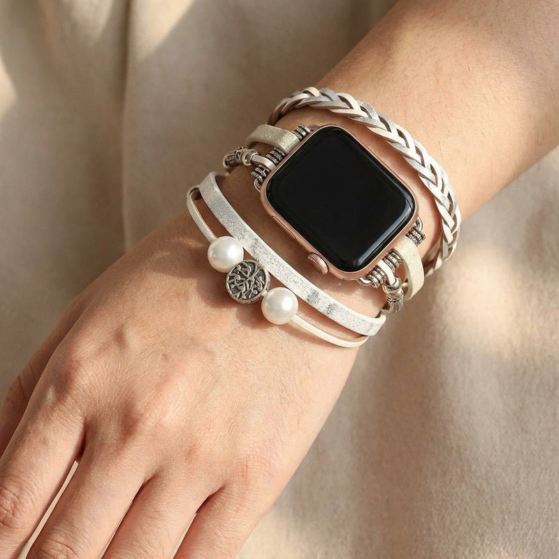 Ténecia - Brățară Apple Watch cu mai multe învârtiri, împletită, cu pandantiv arborele vieții