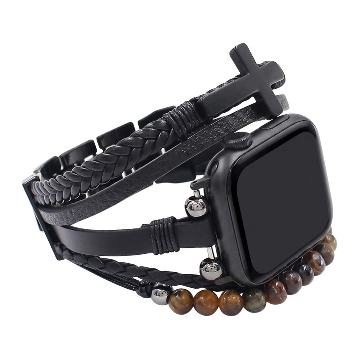 Caleb - Brățară pentru Apple Watch cu multiple rânduri, piele vegană sintetică, închidere ajustabilă