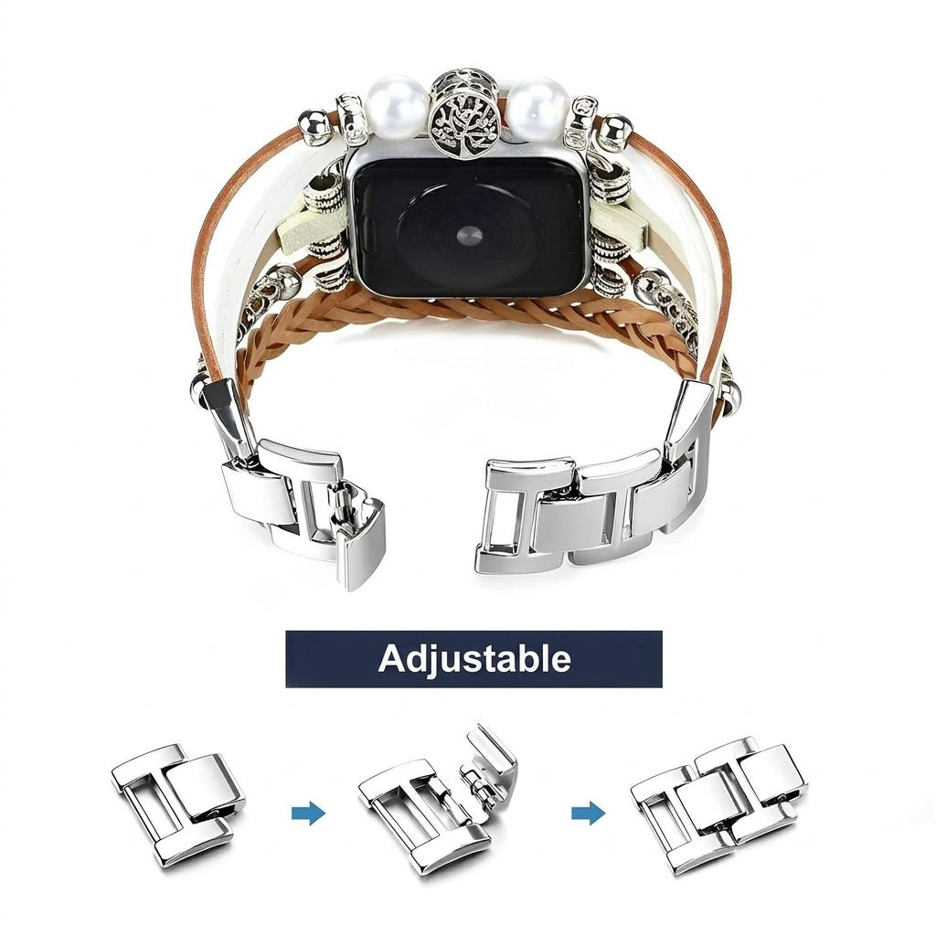 Ténecia - Brățară Apple Watch cu mai multe învârtiri, împletită, cu pandantiv arborele vieții