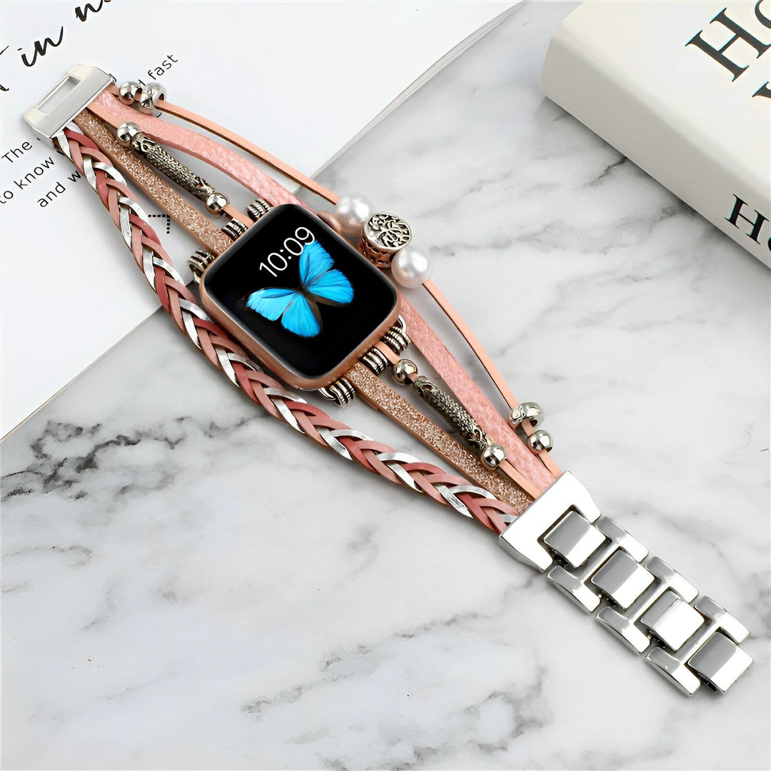 Ténecia - Brățară Apple Watch cu mai multe învârtiri, împletită, cu pandantiv arborele vieții