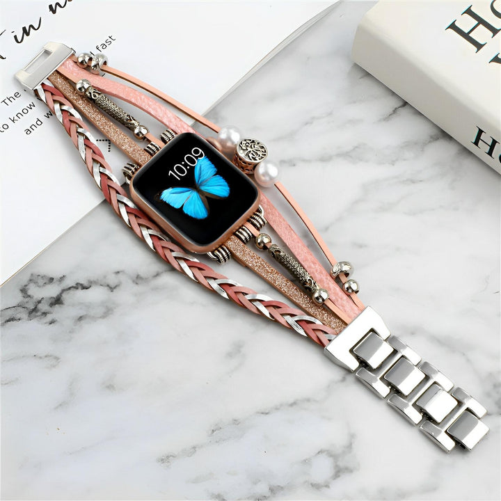 Ténecia - Brățară Apple Watch cu mai multe învârtiri, împletită, cu pandantiv arborele vieții