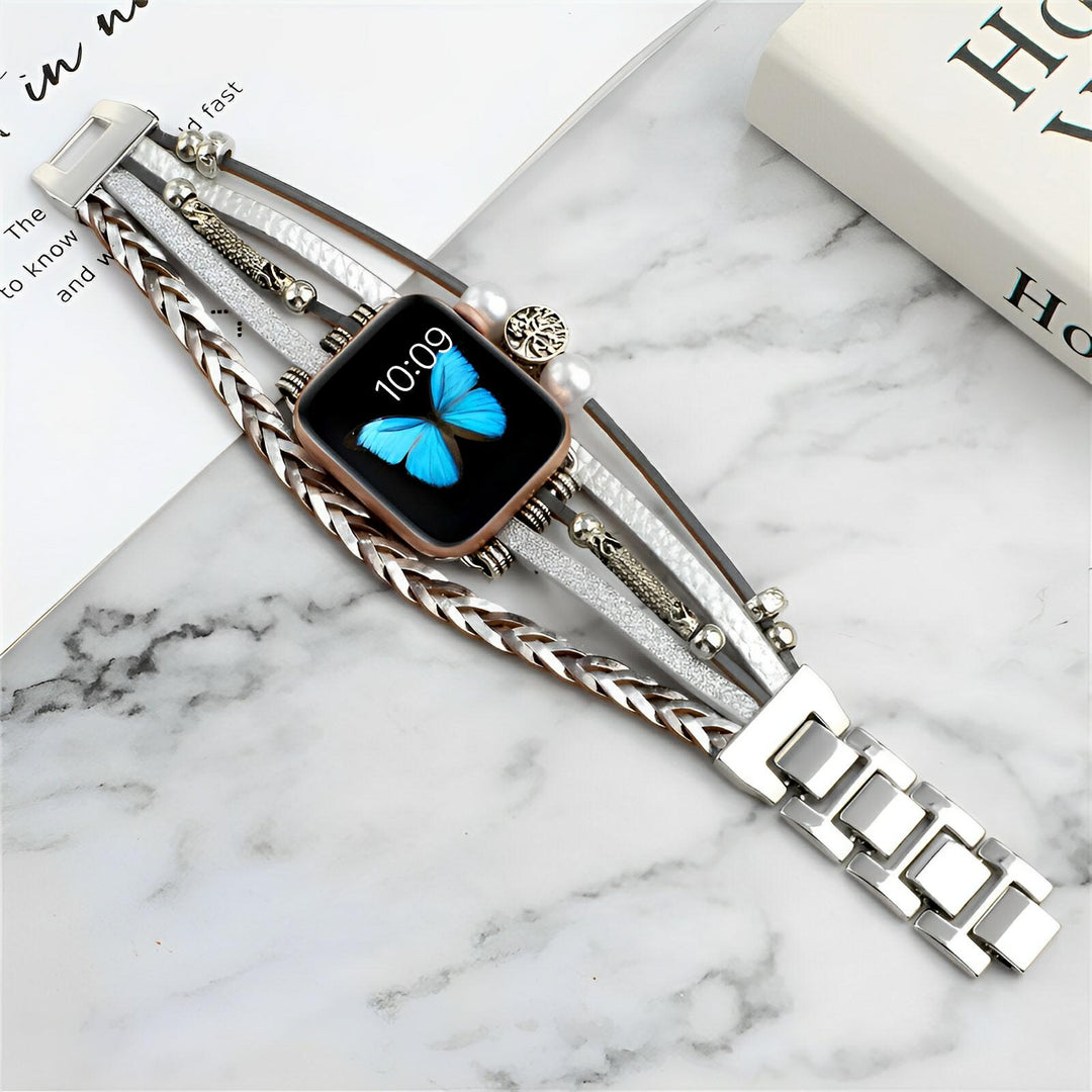 Ténecia - Brățară Apple Watch cu mai multe învârtiri, împletită, cu pandantiv arborele vieții