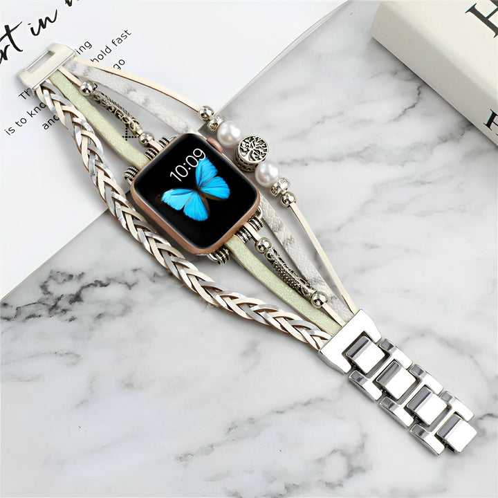 Ténecia - Brățară Apple Watch cu mai multe învârtiri, împletită, cu pandantiv arborele vieții