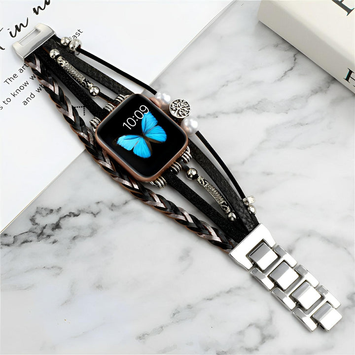 Ténecia - Brățară Apple Watch cu mai multe învârtiri, împletită, cu pandantiv arborele vieții