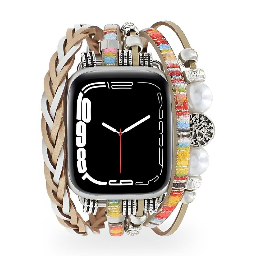 Ténecia - Brățară Apple Watch cu mai multe învârtiri, împletită, cu pandantiv arborele vieții