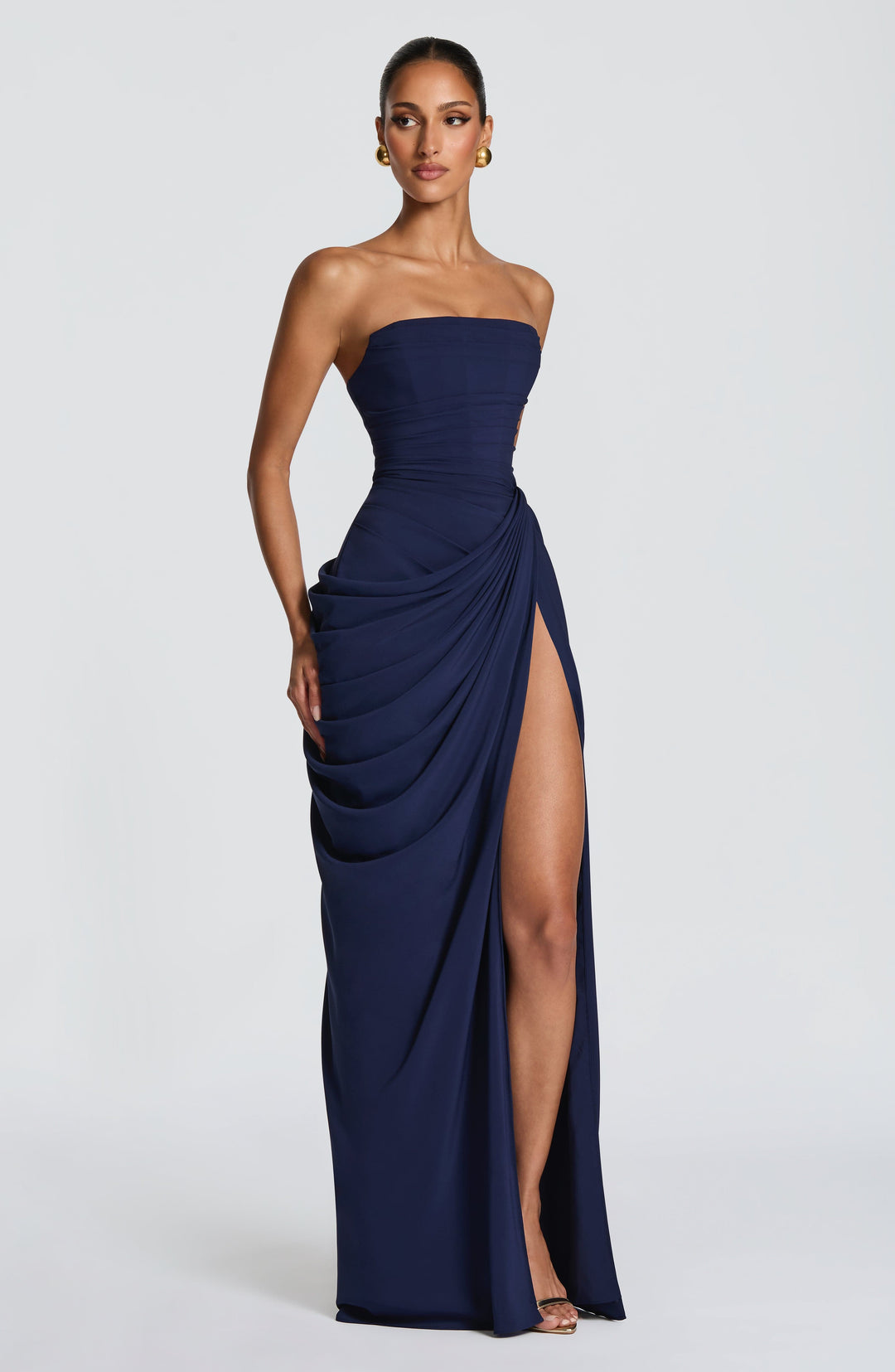 Mircea – Rochie Maxi de Gală cu Corset și Drapaj Rafinat