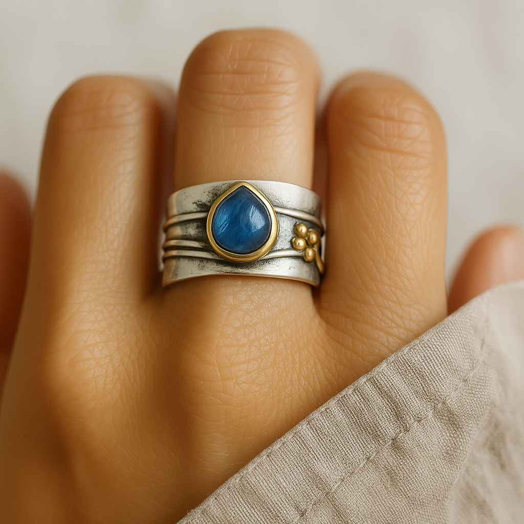 Inel Vintage Safir Albastru Baie de Argint