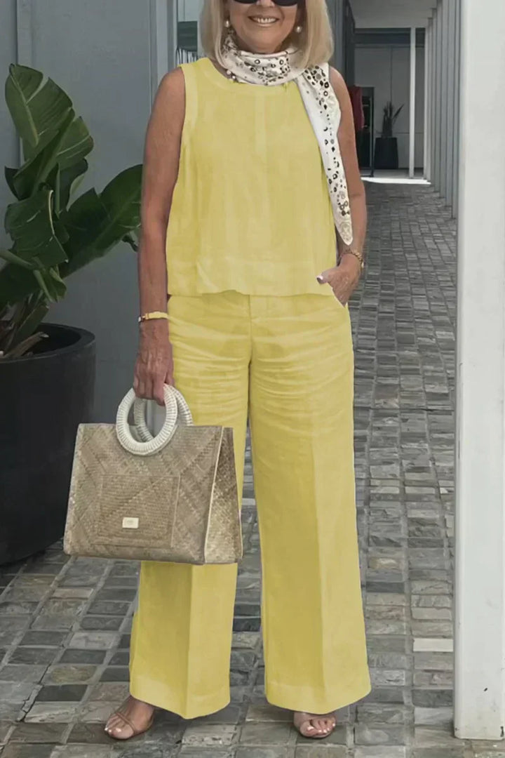 ZURI – COSTUM FĂRĂ MÂNECI DIN BUMBAC ȘI IN