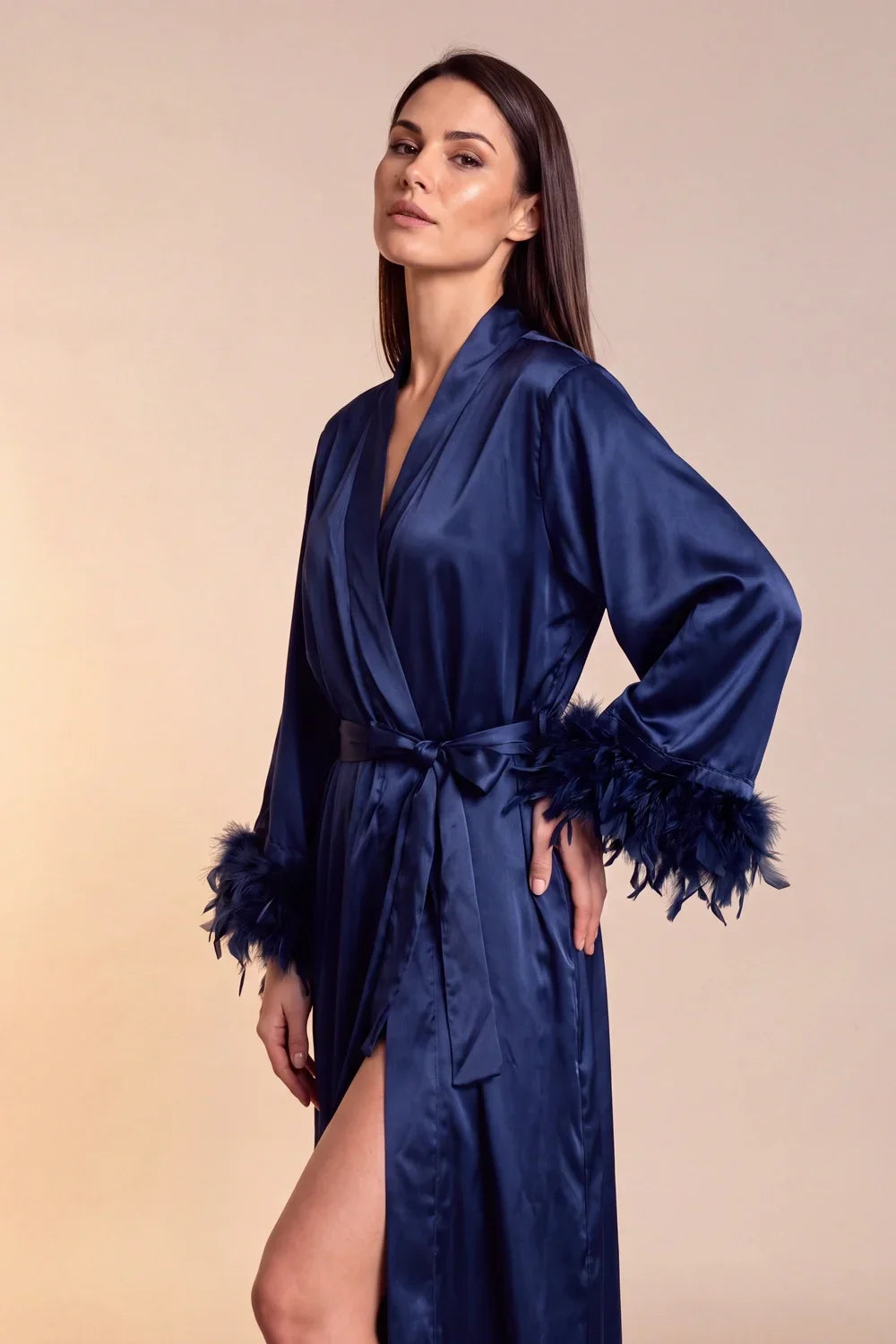 Kimono lung din satin Celiana