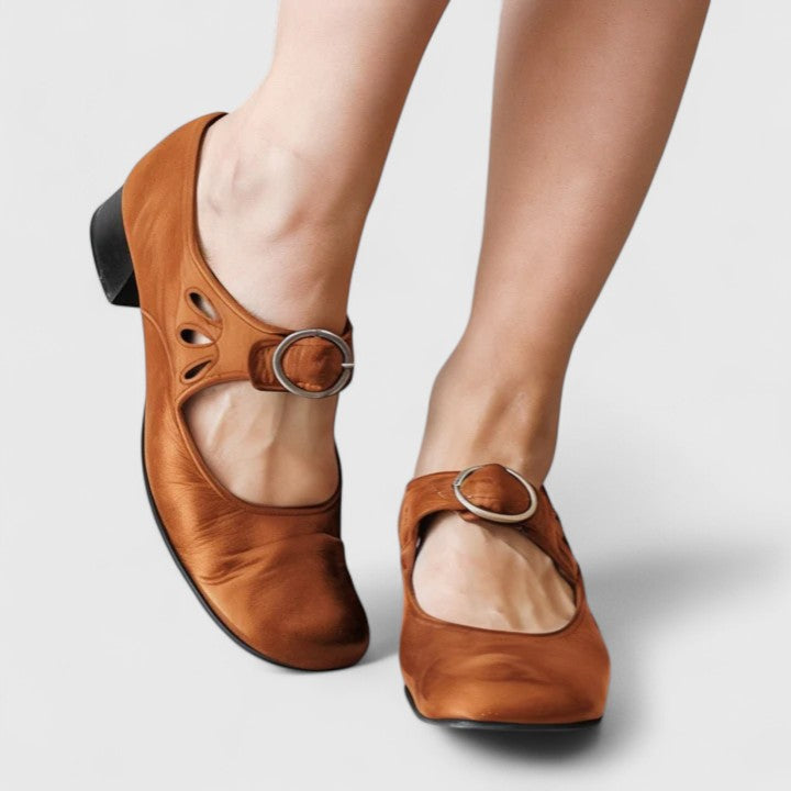 Léa | Mary janes retro cu cataramă rotundă