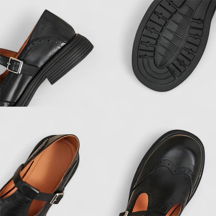 Marie | Pantofi clasici mary jane cu model perforat