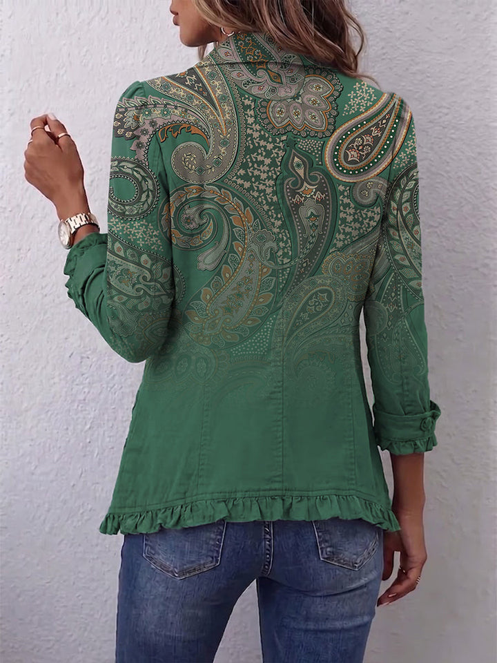 Colette | Jachetă plisată cu imprimeu boho paisley