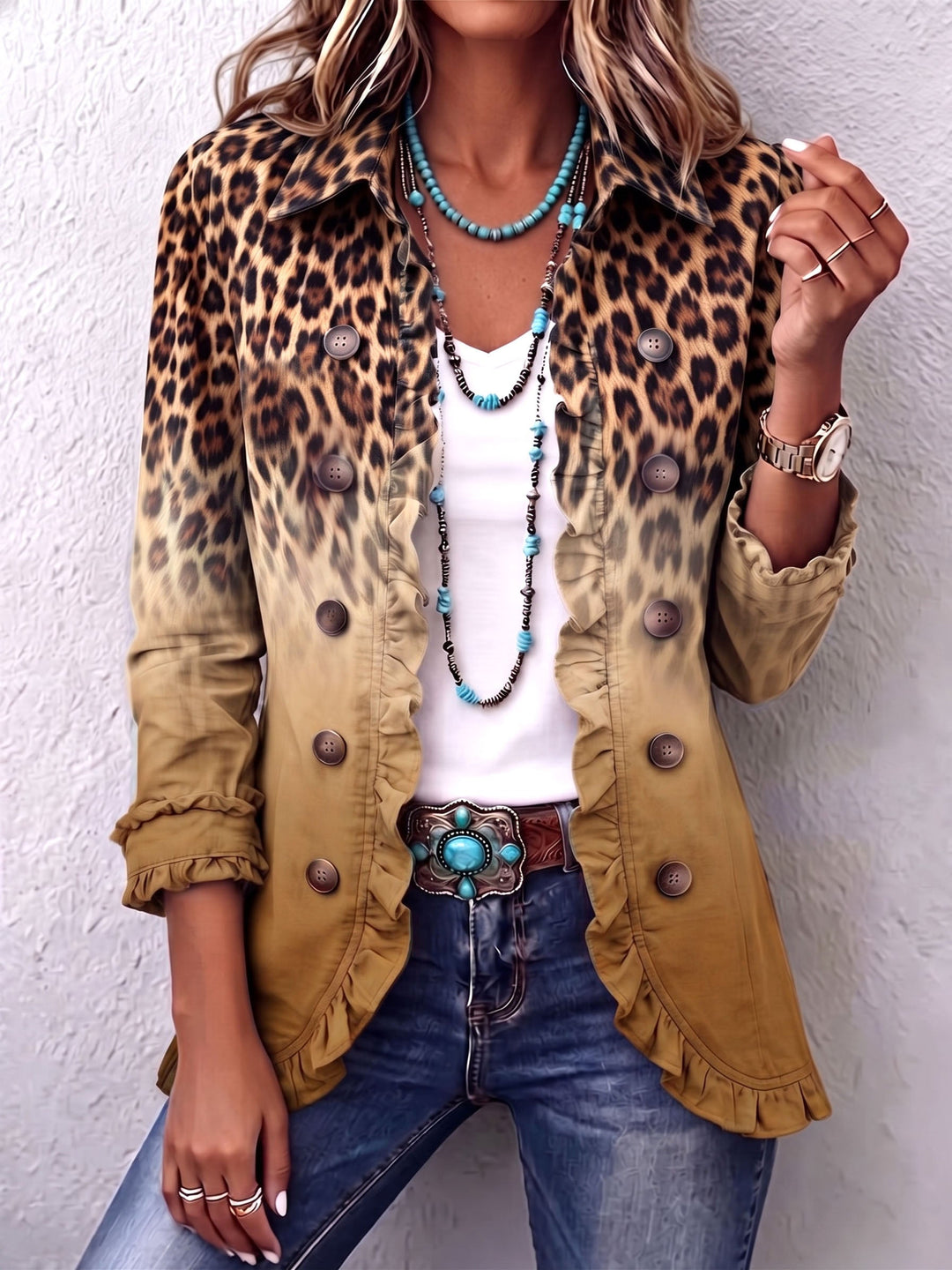 Dominique | Blazer cu volane Ombre Leu