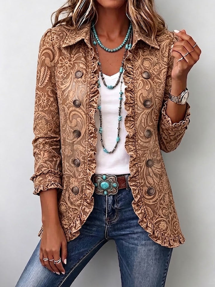 Suzanne | Geacă plisată cu imprimeu bohemian vintage