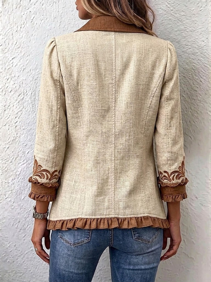 Isabelle | Geacă Vintage Bohemian cu Flori Plisată